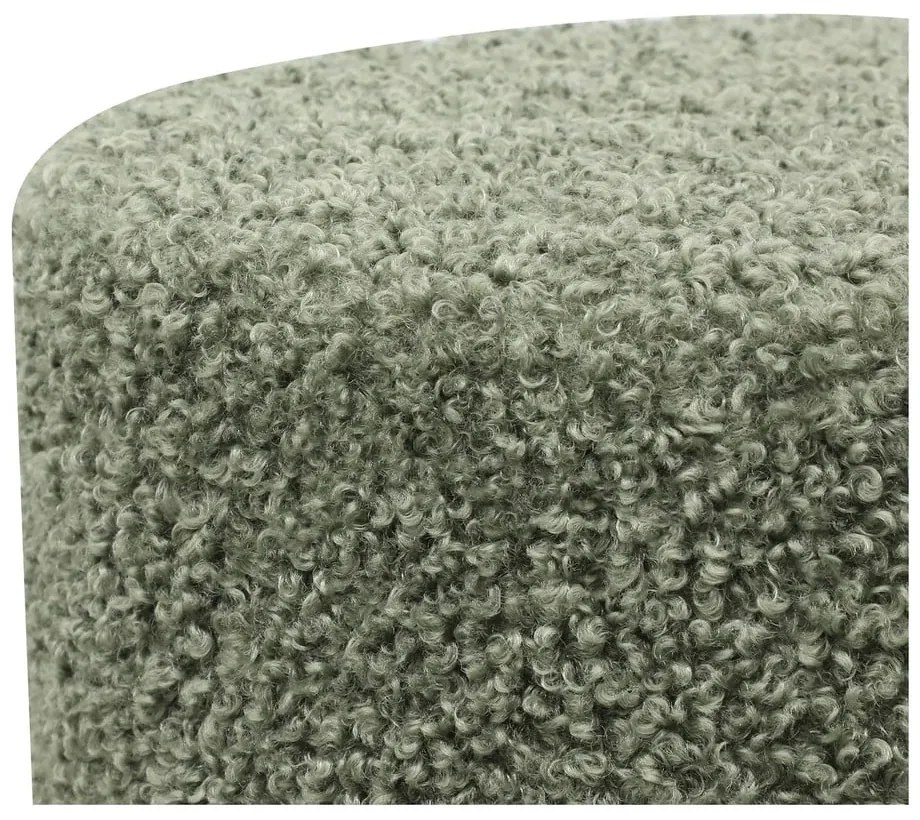 Taburet verde cu tapițerie din țesătură bouclé Ejby – House Nordic