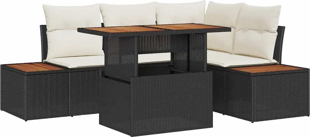 vidaXL Set de masă pentru grădină cu pernă 5 pcs Negru și Bej