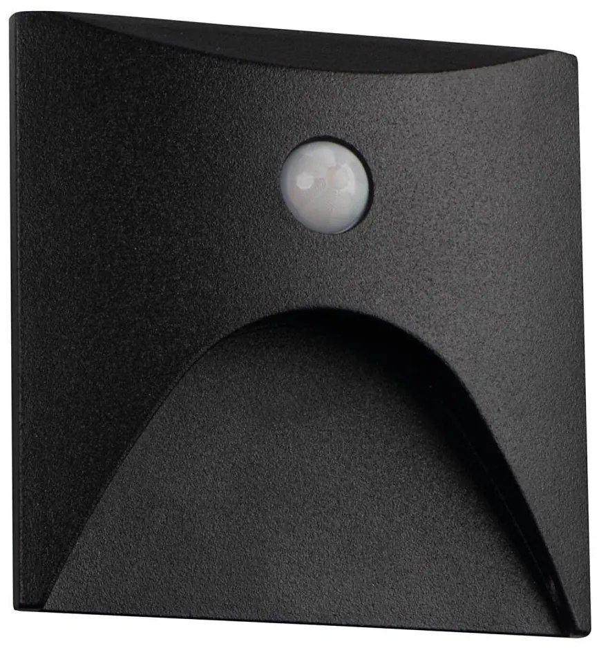 Kanlux 39130 - Aplică LED pentru trepte EXIN cu senzor, 2,5 W, 230 V, 3000 K, IP65, negru, pătrat