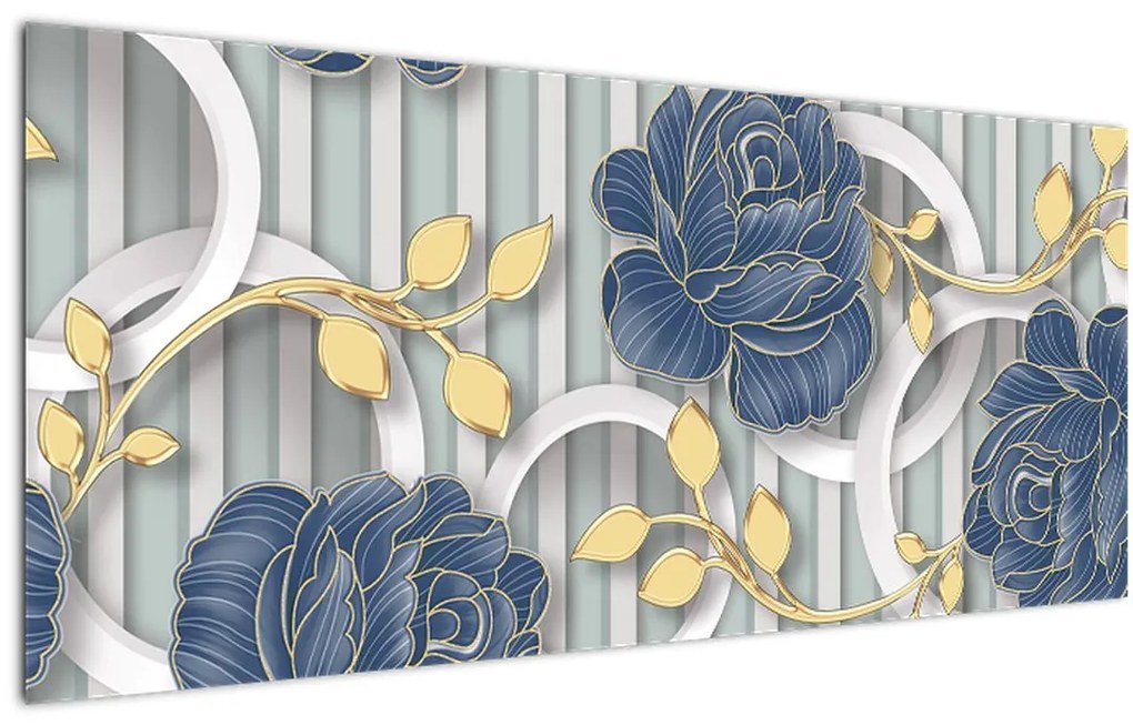 Tablou - Tradafiri și cercuri (120x50 cm)