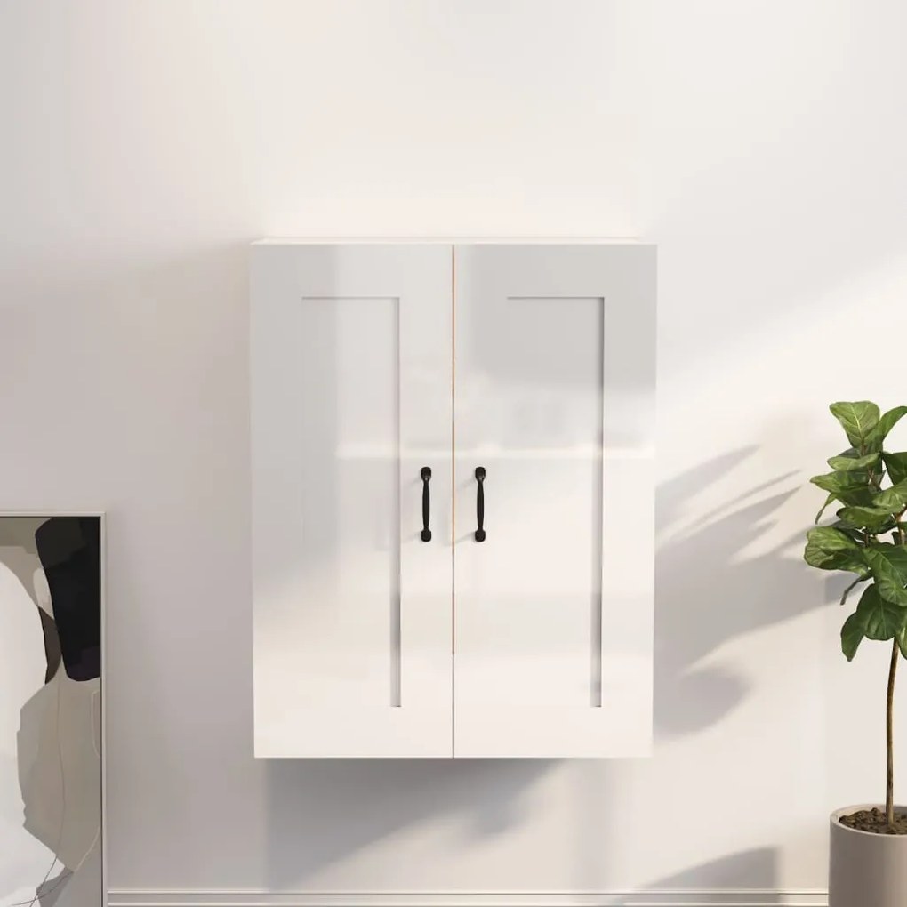 vidaXL Dulap de perete suspendat, alb extralucios, 69,5x32,5x90 cm