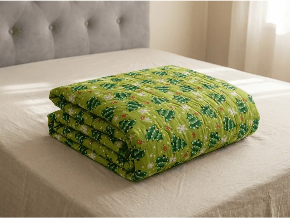 Cuvertura de pat CHRISTMAS TREE, verde Dimensiune: 220 x 240 cm