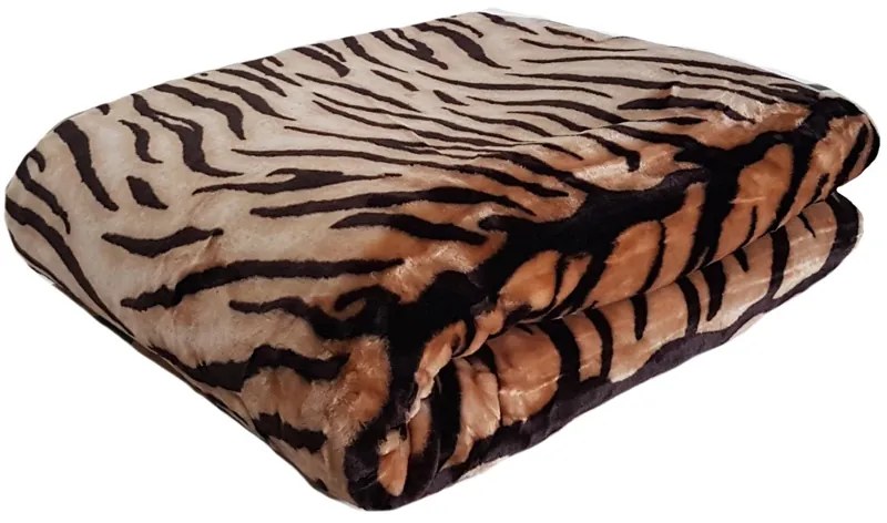 Pătură acrilică de lux modernă, culoarea maro cu model de tigru Lăţime: 160 cm | Lungime: 210 cm