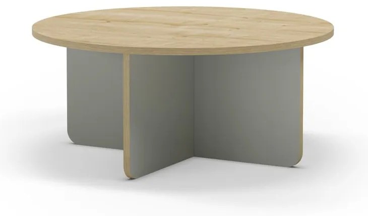 Măsuță de cafea verde-deschis/în culoare naturală rotundă cu blat cu aspect de lemn de stejar ø 80 cm Hillary – Marckeric