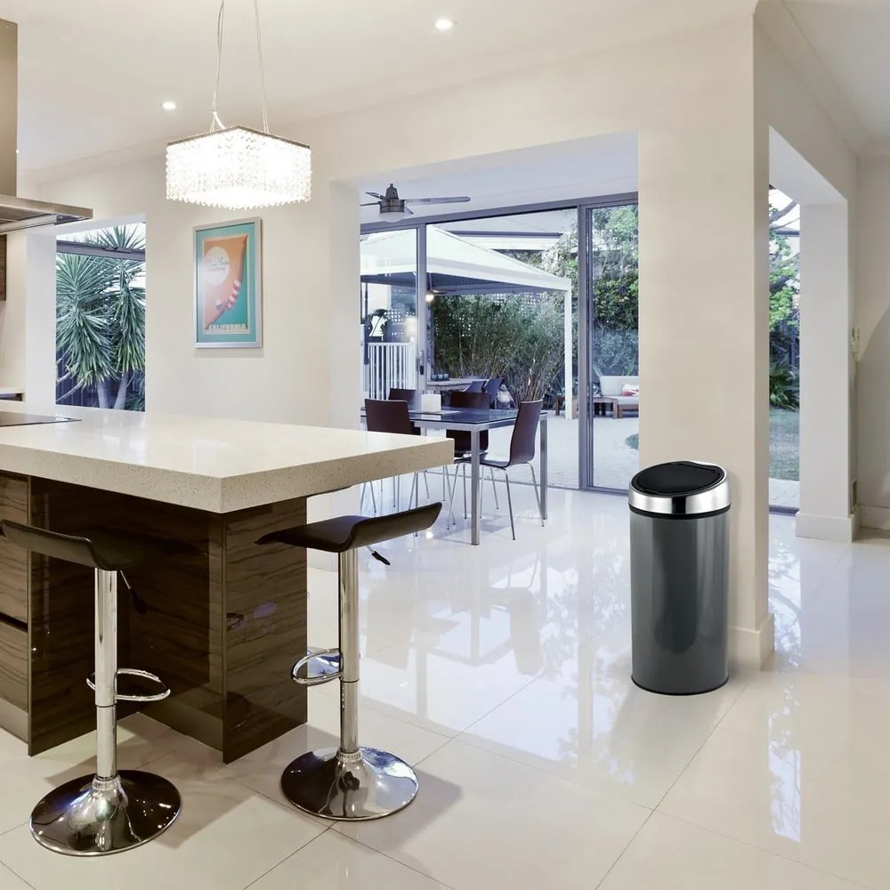 Coș de gunoi gri închis cu senzori de atingere din oțel 30 l – MSV