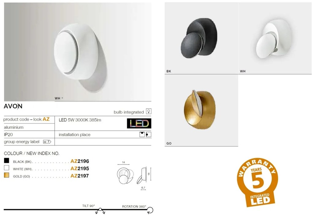 Aplica LED ambientala, directionabila AVON neagra