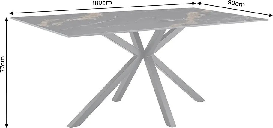 Masa dining cu blat ceramic GALAXIE Aurora Oro 180x90cm
