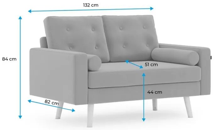 Canapea gri 2 locuri MANDI VELVET