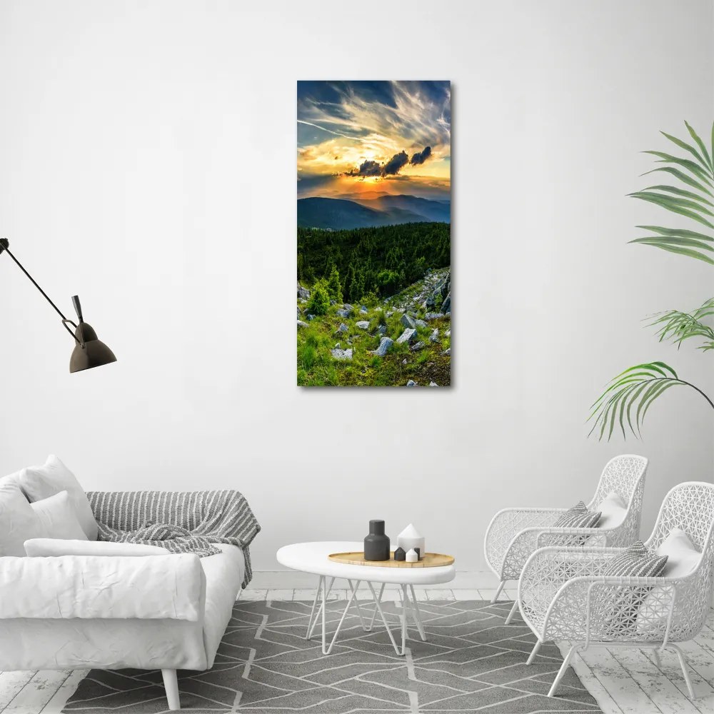 Tablou sticlă panorama munților
