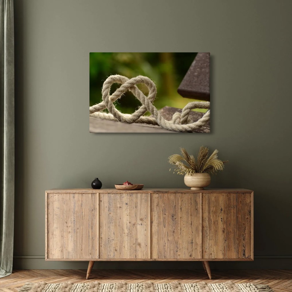 Tablou inima din frânghie (90x60 cm)