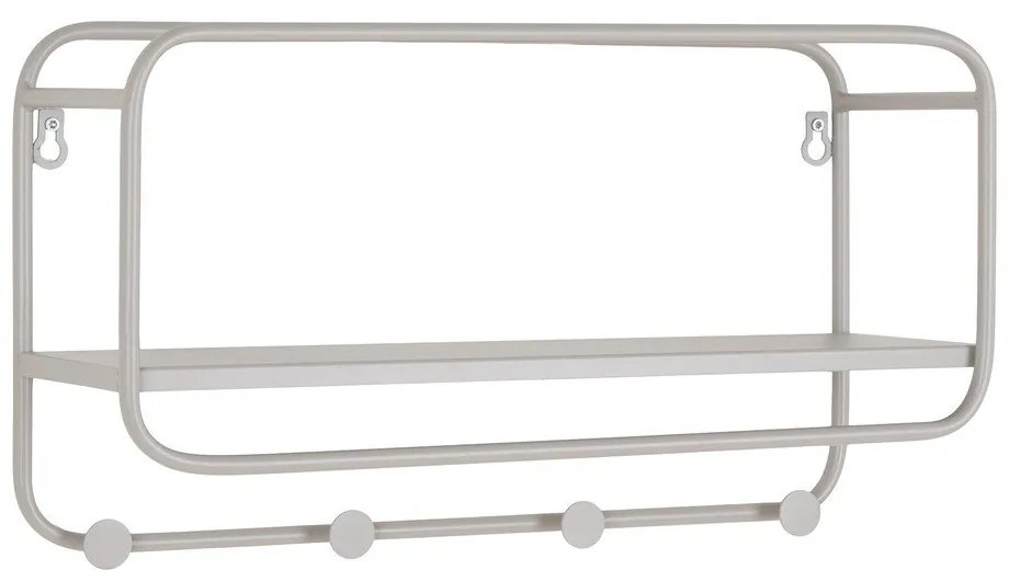 Cuier de perete gri deschis cu raft din metal Feira – House Nordic