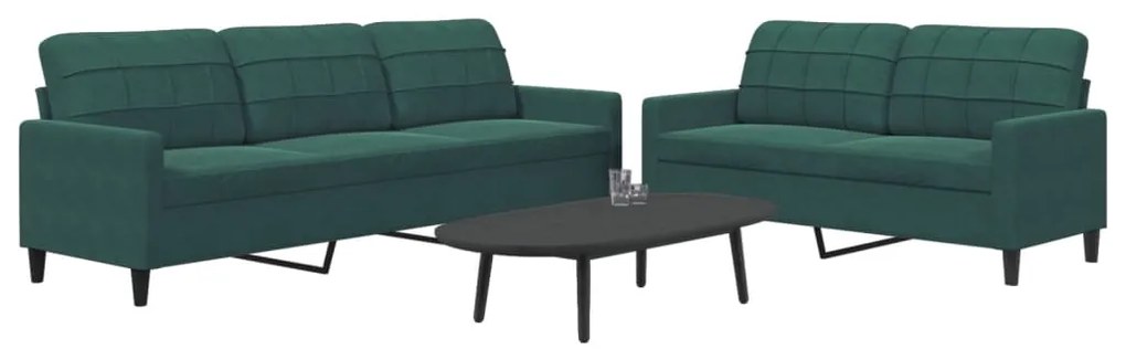 vidaXL Set de canapele cu perne, 2 piese, verde închis, catifea