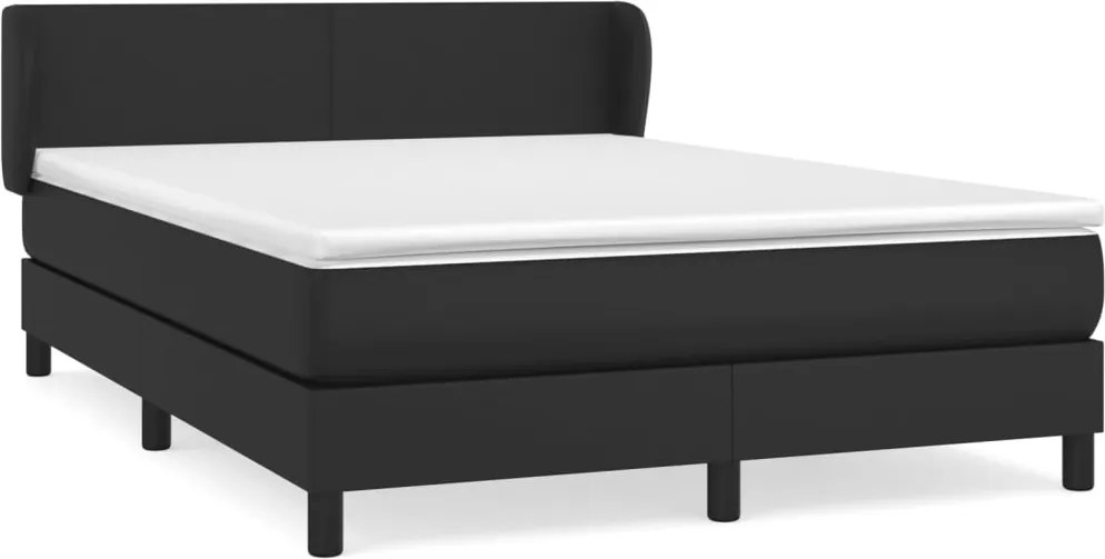vidaXL Pat box spring cu saltea, negru, 140x190 cm, piele ecologică