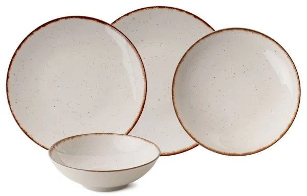 Set de veselă, 24 piese, porțelan, bej/maro