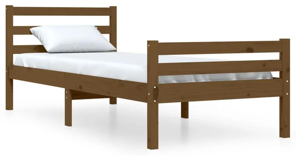 814812 vidaXL Cadru de pat, maro miere, 100x200 cm, lemn masiv de pin