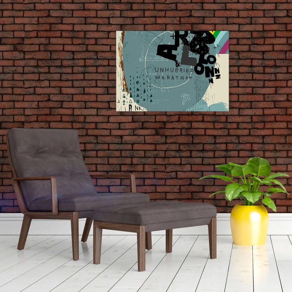 Tablou pe sticlă - Flying balon cu curcubeu (70x50 cm)