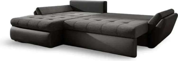 Colțar extensibil dumonde cu ladă de depozitare si sezut confortabil din spuma high-density, Loana Magma Black II 270x185 cm