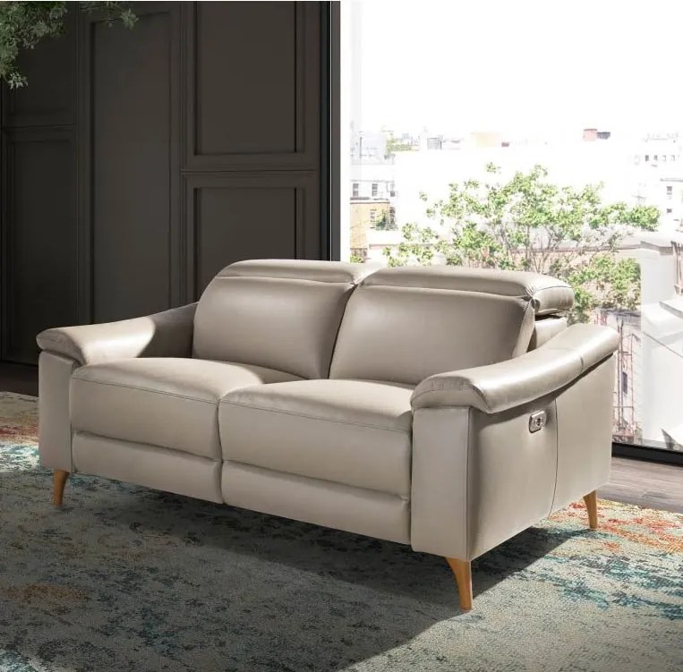 Canapea 2 locuri eleganta, design LUX cu functia relax Cowhide taupe grey