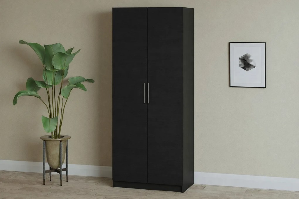 Dulap Iris 2 usi cu despartitor, 80 cm, Lemn negru