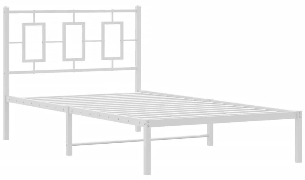 374284 vidaXL Cadru de pat metalic cu tăblie, alb, 100x190 cm