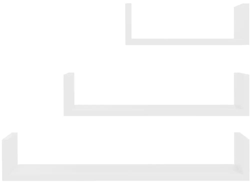 Raft de perete, 3 buc., alb, PAL