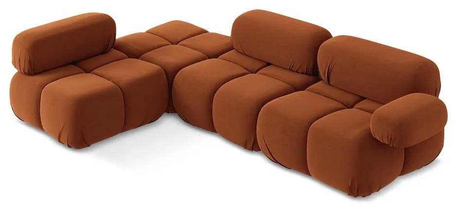 Colțar modular portocaliu cu tapițerie din catifea (cu colț pe partea stângă) Lokua – Makamii