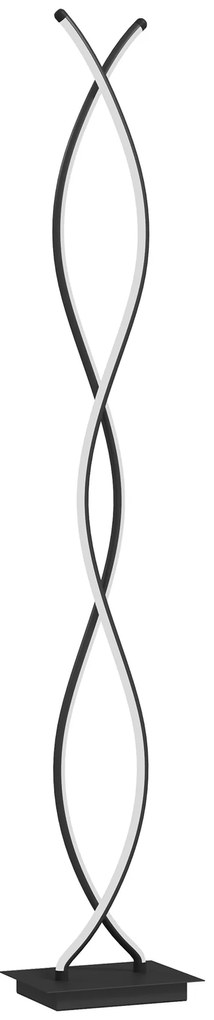 HOMCOM Lampadar de salon cu design spirală dublă, 3 niveluri de luminozitate, comutator de picior, modern și elegant, negru | Aosom Romania