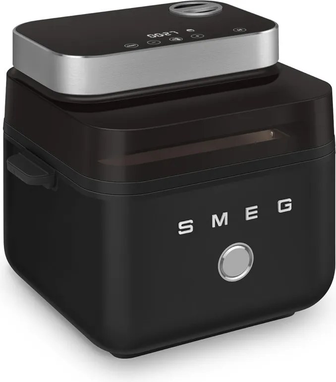 Friteuza cu aer cald Smeg Collezione AFC01BLMAU, 1450 W, 7,3 l, 40-200°C, 7 programe, Мod dublu, Цomandă tactilа, Timer, LED, negru