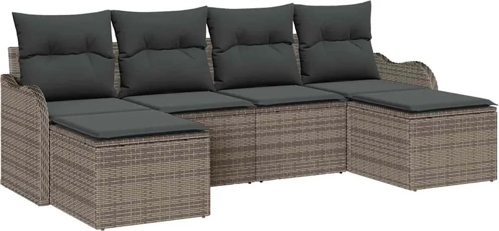 vidaXL Set de canapele pentru grădină 6 pcs Gri poliratan