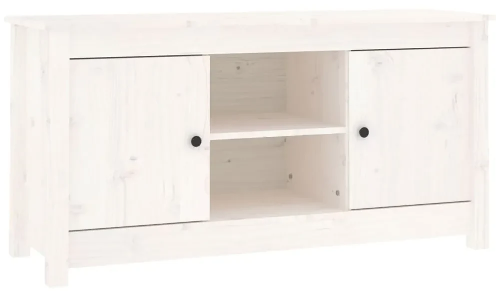 814585 vidaXL Comodă TV, alb, 103x36,5x52 cm, lemn masiv de pin