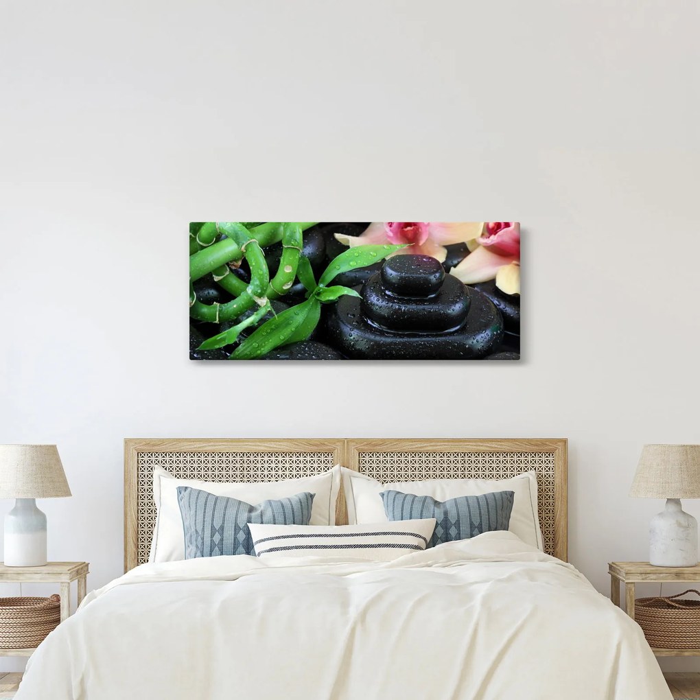 Tablou - Pietre și orhidee (120x50 cm)
