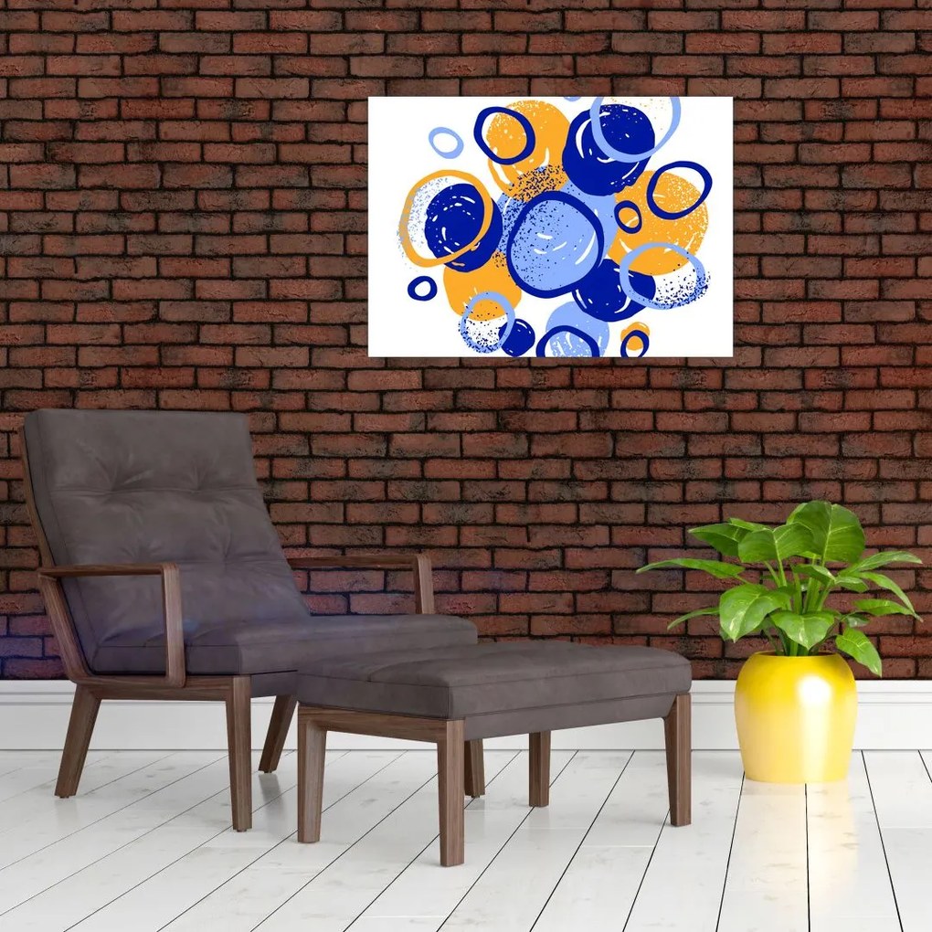 Tablou pe sticlă - Motiv luminos cu cercuri (70x50 cm)