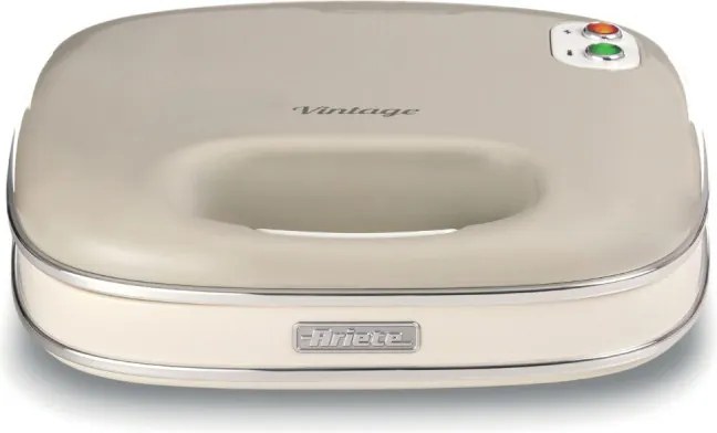Sandwich maker Ariete VINTAGE 1963/03, 750 W, Strat antiaderent, Indicatoare luminoase, Depozitare verticala, Bej