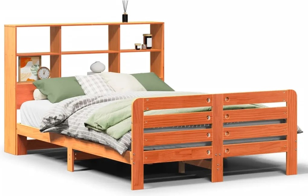 vidaXL Cadru pat fără saltea, maro ceruit, 160x200 cm, lemn masiv pin