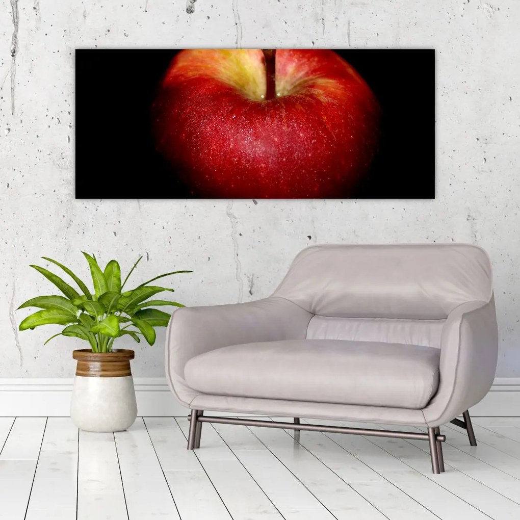 Tablou cu măr pe fundal negru (120x50 cm)