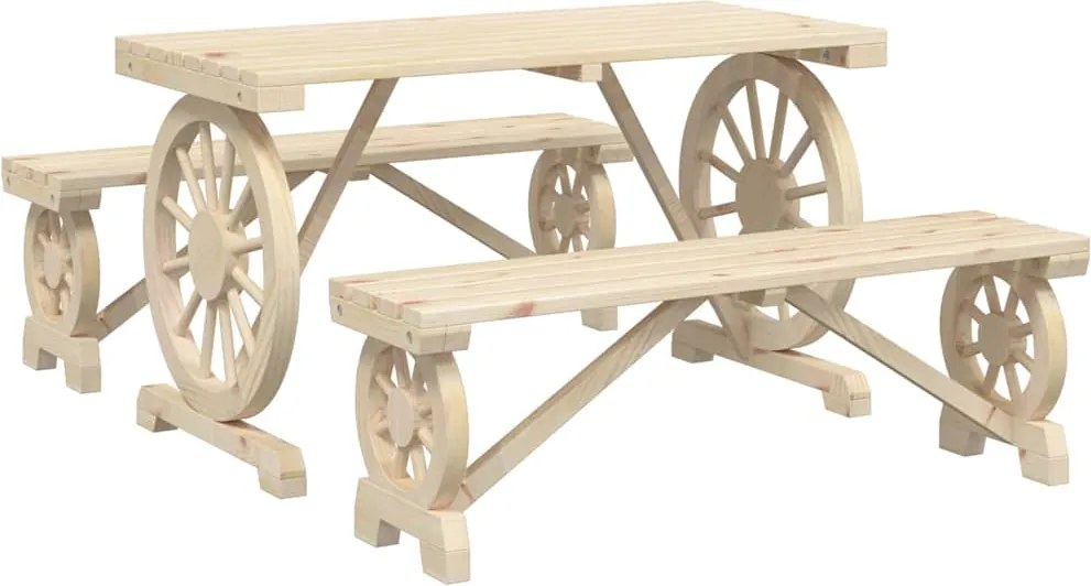 vidaXL Set mobilier de grădină, 3 piese, lemn masiv de brad