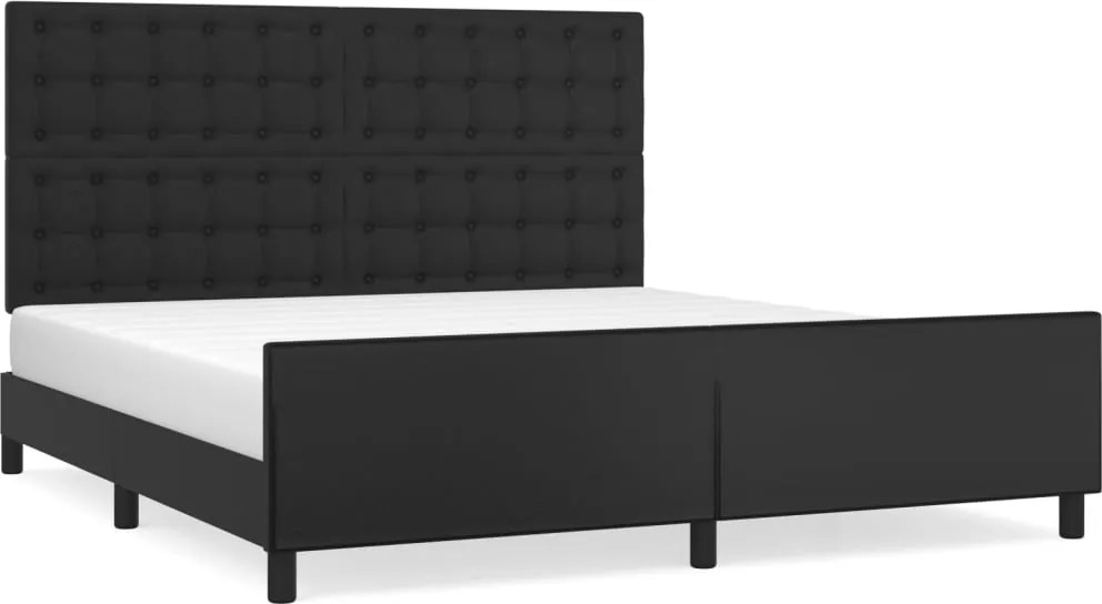 vidaXL Cadru de pat cu tăblie, negru, 180x200 cm, piele ecologică