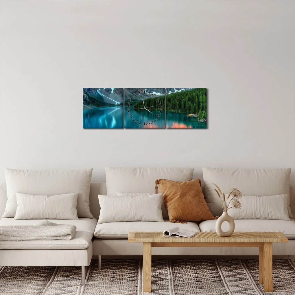 Tablou - Lac turcoaz (cu ceas) (90x30 cm)