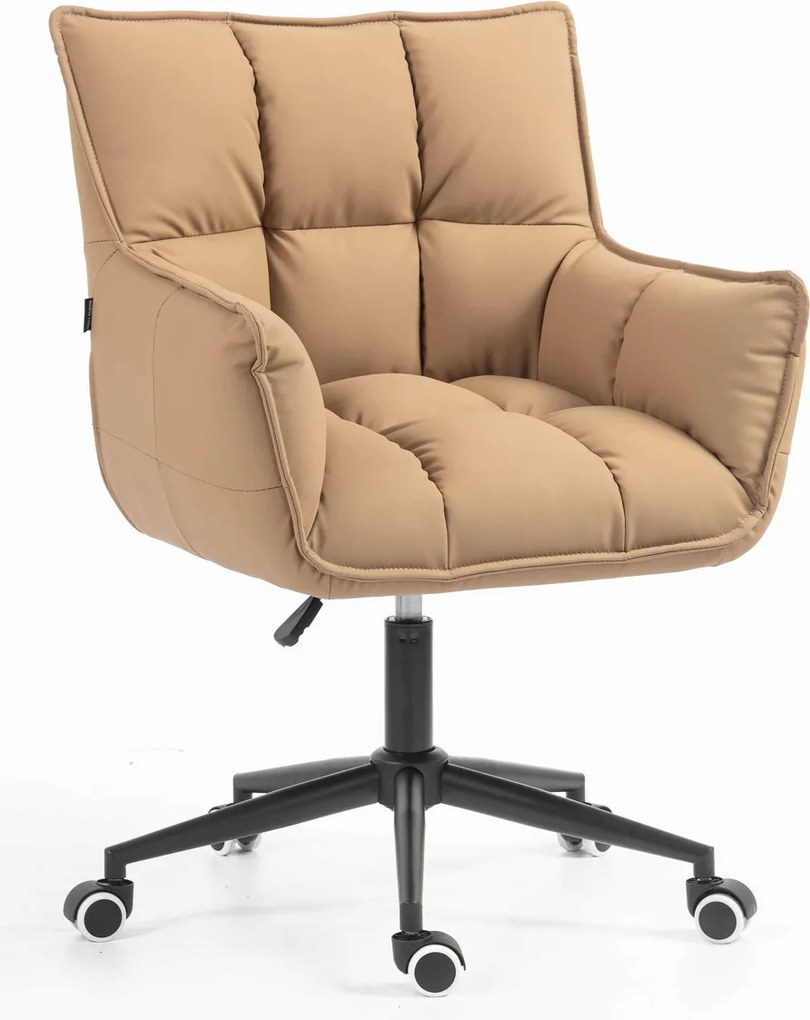 HR560K Scaun Caramel Piele Ecologica Premium Soft cu Bază Neagră