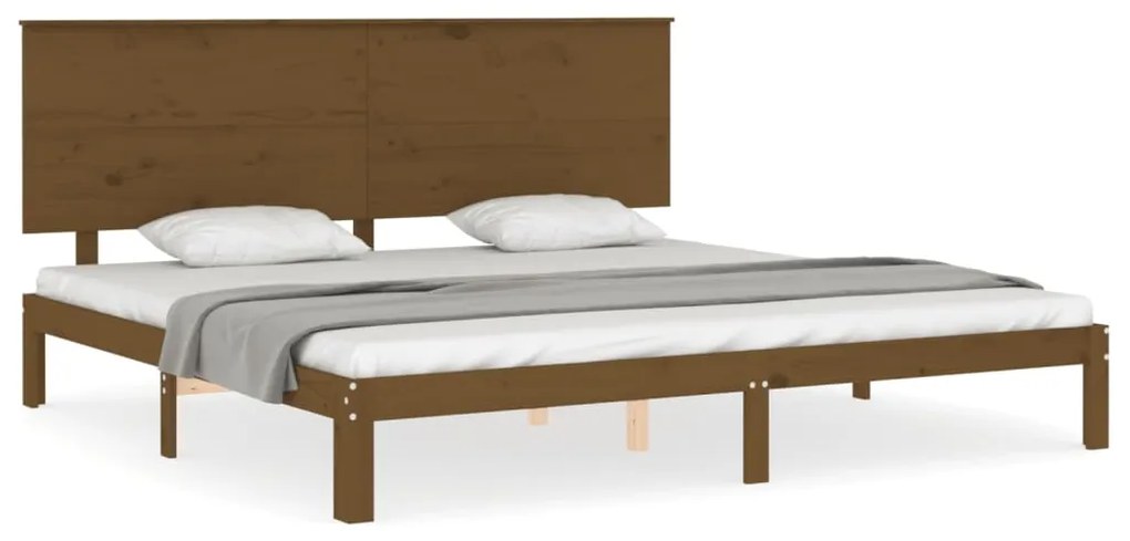 3193684 vidaXL Cadru pat cu tăblie, maro miere, 200x200 cm, lemn masiv