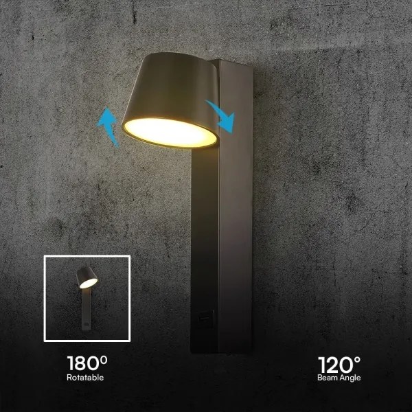 Spot LED de perete cu port USB LED/8W/230V 3000K