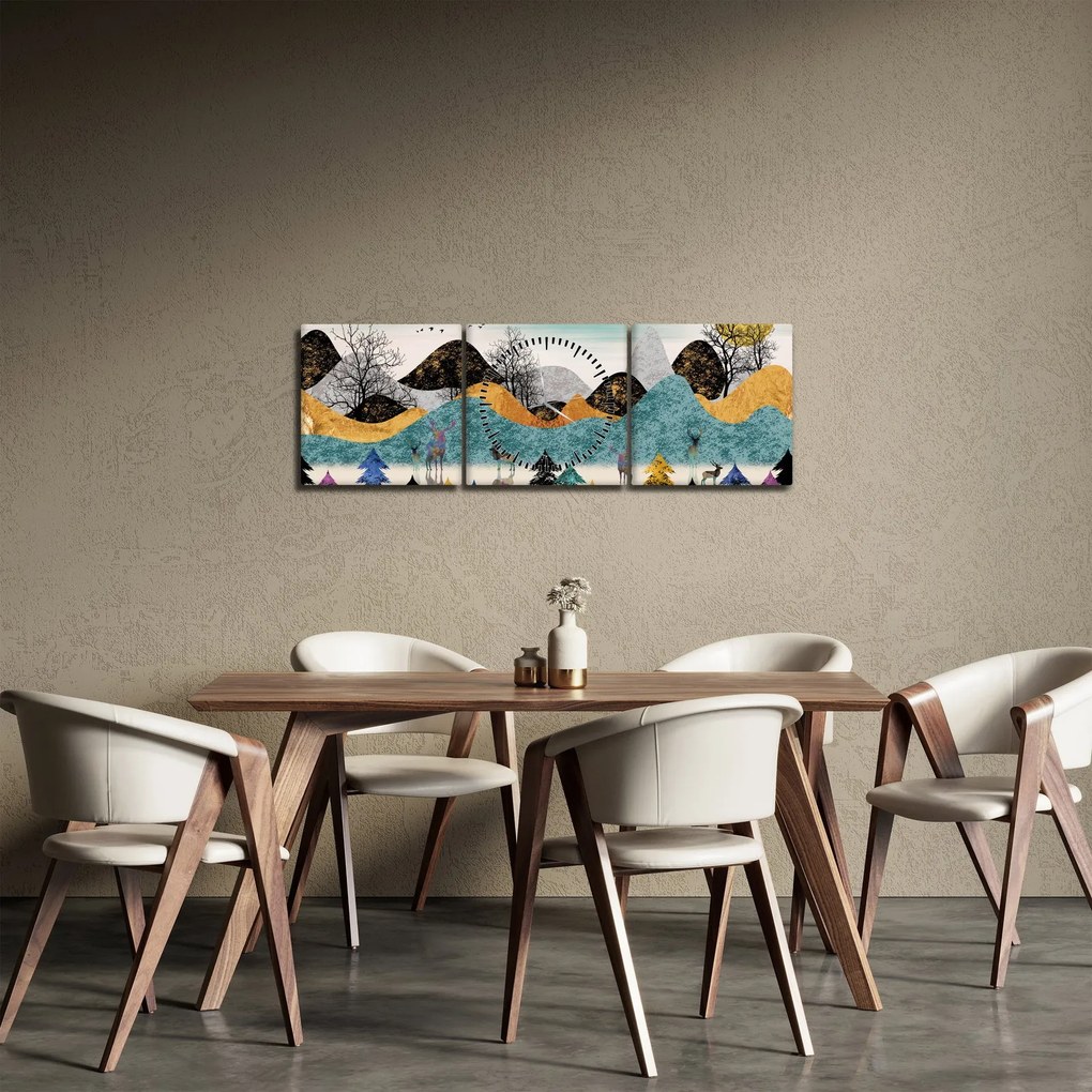 Tablou fgrafic cu cebi (cu ceas) (90x30 cm)