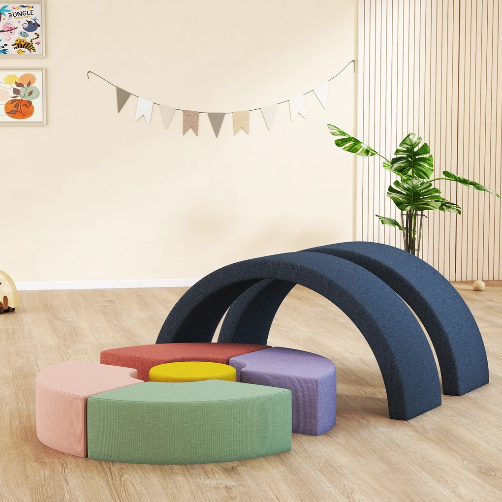 AIYAPLAY Traseu motricitate bebe modul motricitate bebe 7 piese cu husă lavabilă 107 x 107 x 30 cm multicolor | Aosom Romania