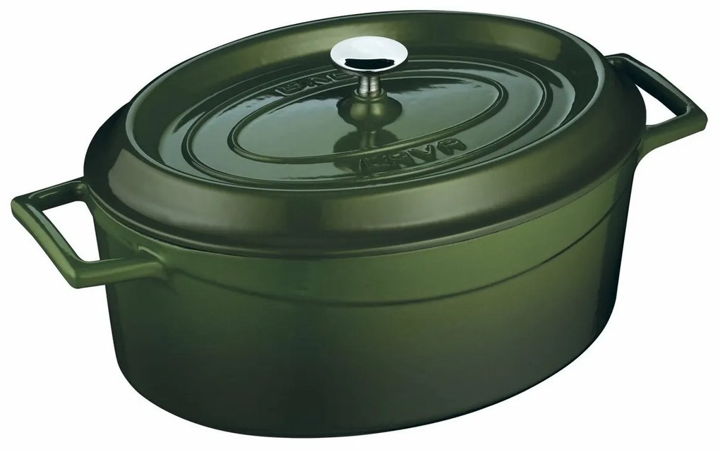 LAVA Metal Oală ovală din fontă verde, 4,8 l,diametru 29 cm