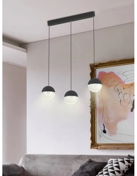 Lustră LED pe cablu FURNI 3xLED/5W/230V neagră