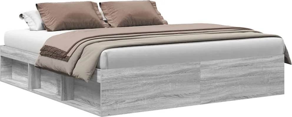vidaXL Cadru pat, gri sonoma, 180x200 cm, Super King Size