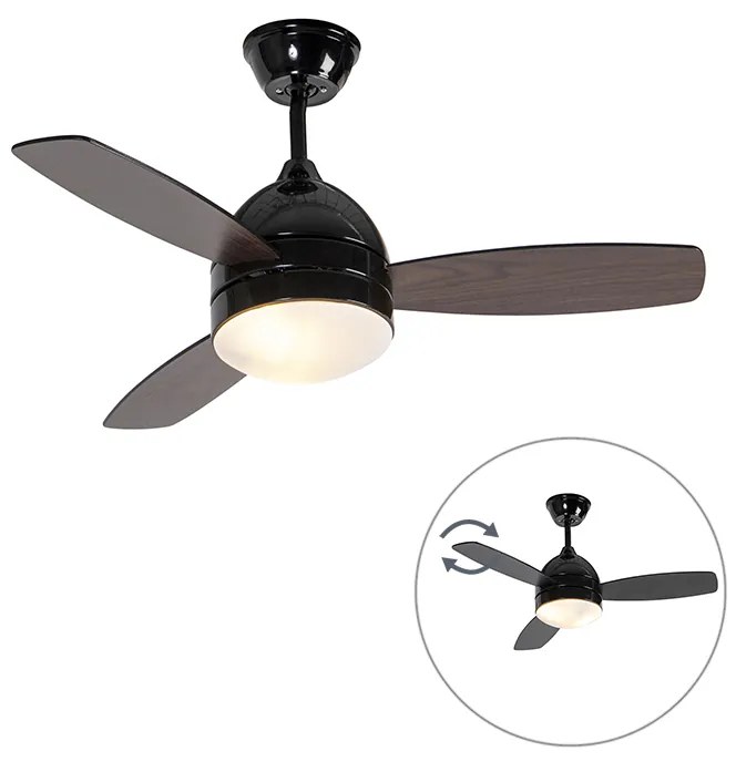 Ventilator de tavan negru cu imprimeu lemn 96cm cu telecomandă - Rotar