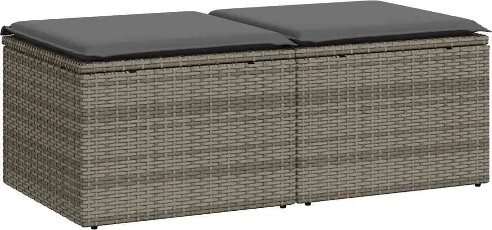 vidaXL Set mobilier grădină cu perne 2 piese gri poliratan/lemn acacia