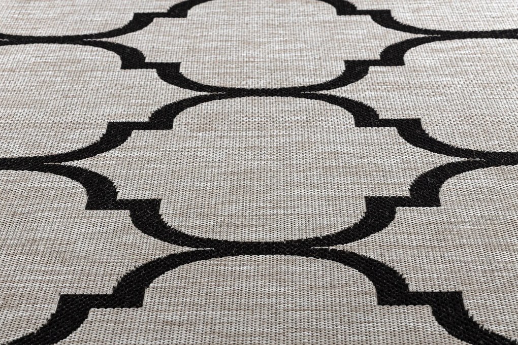 Covor sisal Floorlux 20608 marocani trellis argintiu si negru