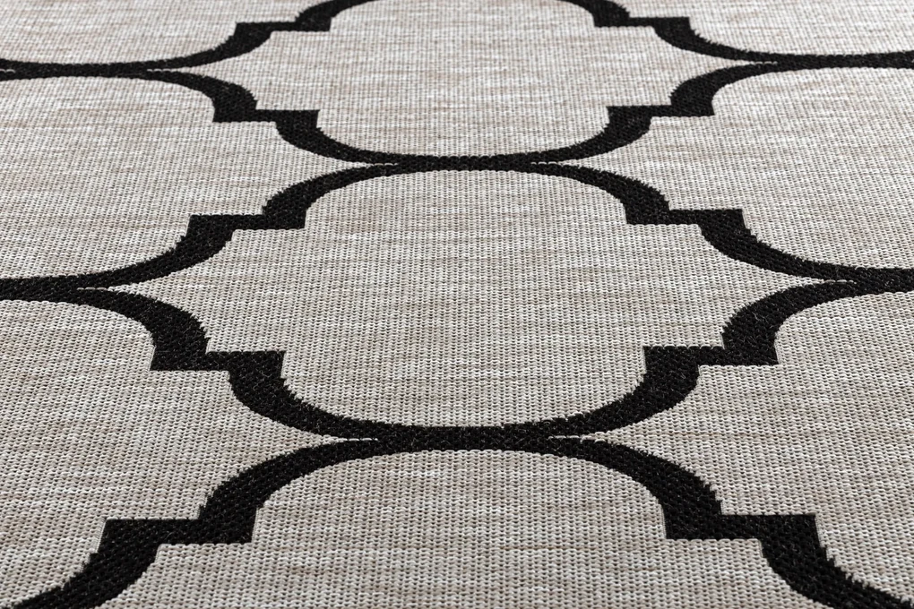 Covor sisal Floorlux 20608 marocani trellis argintiu si negru